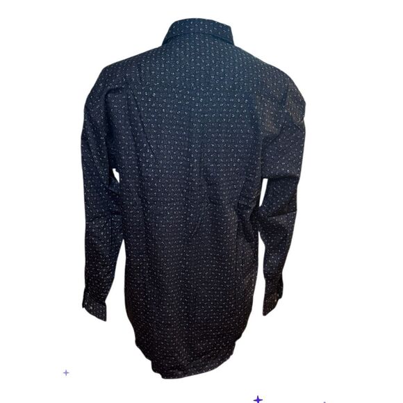 New!  Perry Ellis Men’s Button Front Casual Shirt Sz. M Navy Blue Geometric Prin - Picture 5 of 12